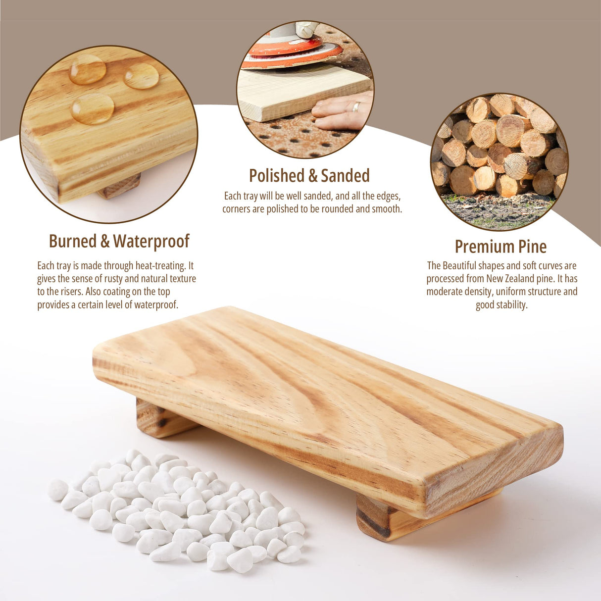 Wood Pedestal Soap Stand, Farmhouse Wood Riser, Soap Dish Holder Decor for Bathroom Kitchen, Soap Tray, Rustic Candle Plant Holder, Counter Decor, Modern Display Rectangular Decorative (Retro) GRID FORTE