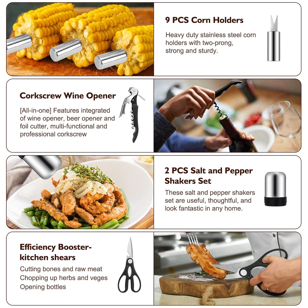 Birald Grill Set, Grilling Gifts for Men, 34PCS BBQ Tools Accessories for Outdoor Grill with Aluminum Case, Spatula,Tongs &Skewers,Smoker Accessories for Birthday, Dad, Wedding Birald