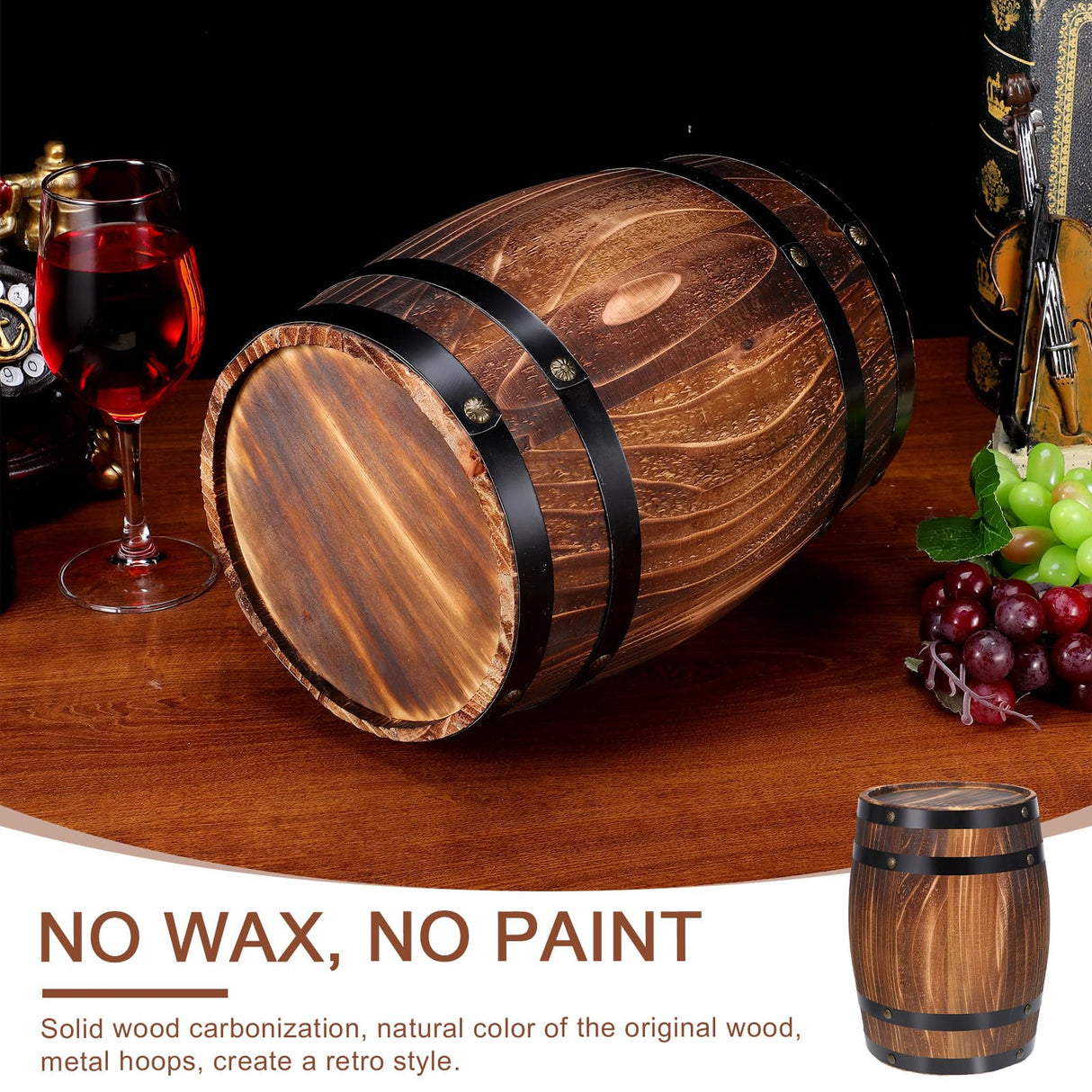 Yardwe Wooden Whiskey Barrels Bucket Wine Barrels Planters Flower Planter Plant Pots Boxes Container Water Wishing Well Pail Garden Backyard Primitive Planter Outdoor Indoor Home Decor Yardwe