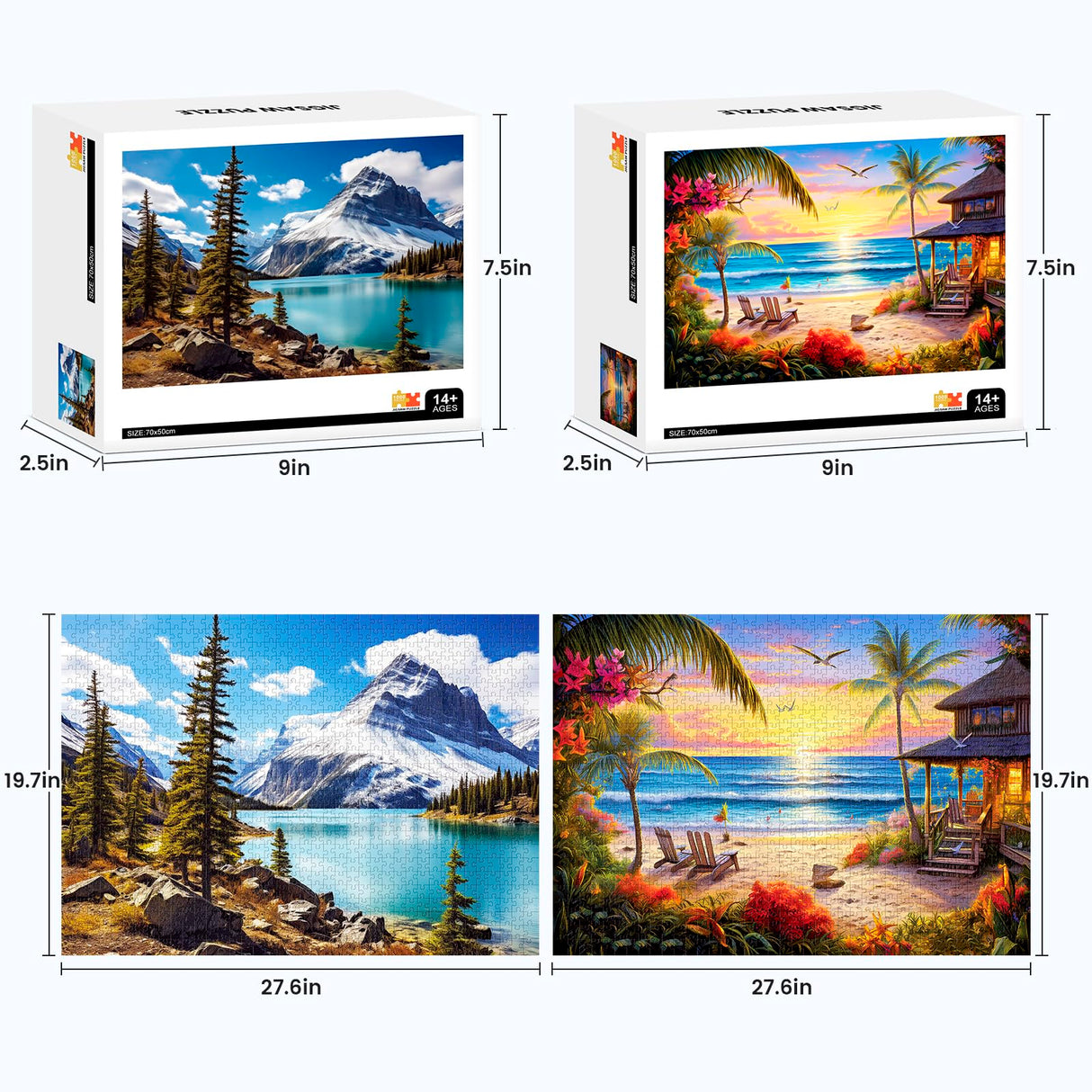 2 Pack Puzzles for Adults 1000 Pieces-Hawaii Beach & Moraine Lake Difficult Jigsaw Puzzles for Adults,Hard Jigsaw Puzzle Decorations DIY Leisure Game Toy Suitable Family Friends(27.5x20 inches) mjyphdm