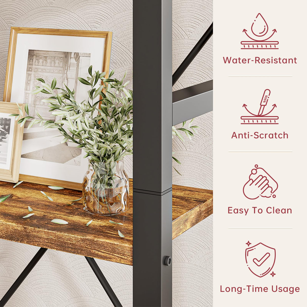 oneinmil Triple Wide 5-Shelf Bookcase Industrial Vintage Wood Style Large Open Bookshelves for Home&Office, Rustic Brown (5 Tier, Rustic Brown) oneinmil