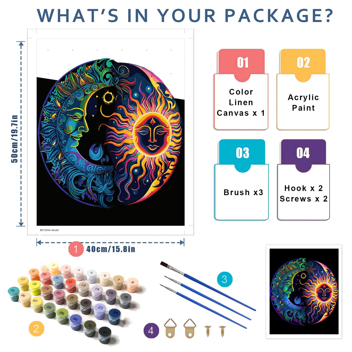 Moon Paint by Number for Adults-Paint by Numbers for Adults Beginner, Sun Paint by Numbers for Gift Home Wall Decor (16x20 inch) HITO