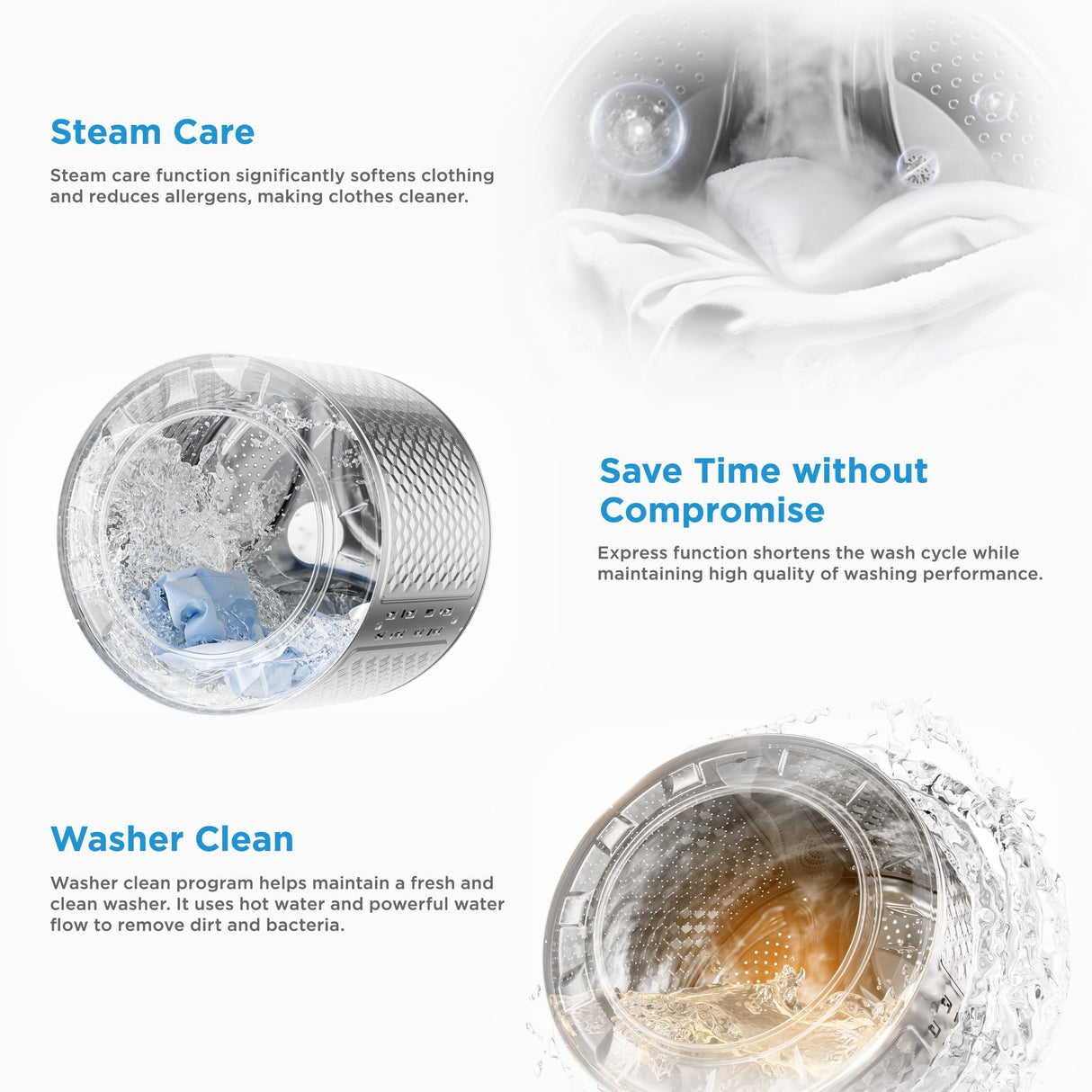 Midea 24 Inch Washer and Dryer Combo, All in One Washer and Dryer 2.7 cu.ft 26lbs, Ventless Washing Machine, Steam Care, Overnight Dry, 1400 RPM, 16 Cycles Front Load Washer, Full-Automatic, White Midea