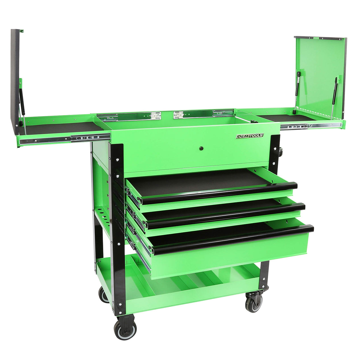 OEMTOOLS 24731 Automotive Rolling Tool Cart with Drawers, 3 Drawer Mechanics Rolling Tool Chest, Secure Locking System, Integrated Power Strip, Heavy Duty Steel Construction OEMTOOLS