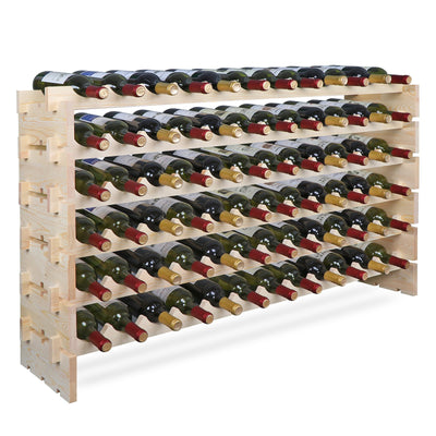 Smartxchoices 72 Bottles Stackable Modular Wine Rack, 6-Tier 72 Slots Floor Wine Storage Stand Wooden Wine Holder Display Shelves, Wobble-Free, Solid Wood, Floor Free Standing