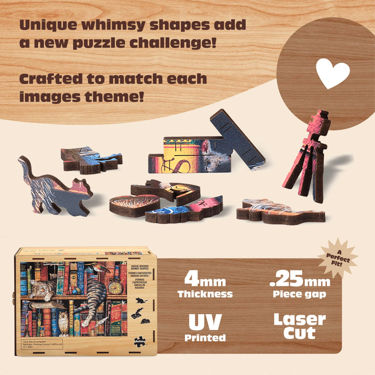 Buffalo Games - Charles Wysocki - Frederick The Literate Wood Puzzle - Whimsy Cut Jigsaw Pieces - 500 Piece Jigsaw Puzzle - Ages 14 and Up Buffalo Games