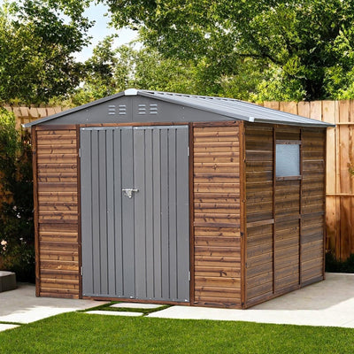 Shed 8' x 8' Storage Shed, 8x8 FT Wood Sheds & Outdoor Storage Clearance, Utility and Tool Garden Shed, Waterproof Storage Shed Large with Lockable Doors for Backyard, Patio, Outside Use