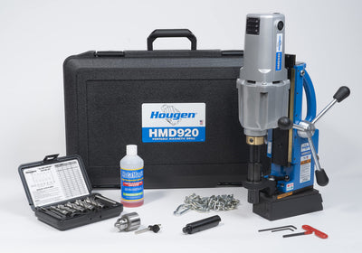 Hougen HMD920 115-Volt Swivel Base Magnetic Drill 3 Speed/Coolant Bottle Plus 1/2" Drill Chuck Adapter Plus 12002 Rotabroach Cutter Kit Replacement of The HMD917