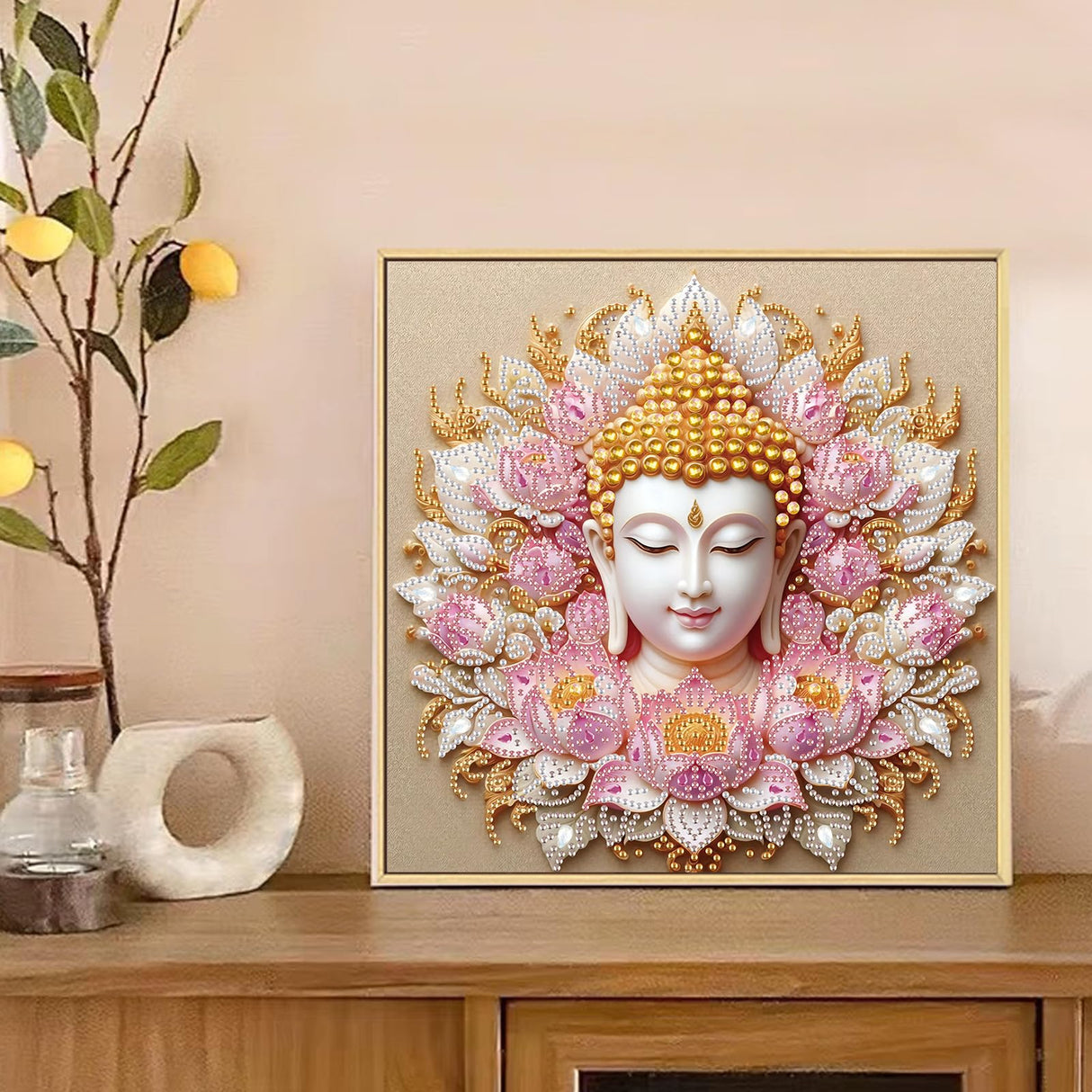 Tontut Diamond Art Painting Kit, Lotus Buddha 5D DIY Special Shape Mosaic Crafts for Beginners and Adults, can be Gifted to Family and Friends, Great for Decorating Home and Office Walls Tontut