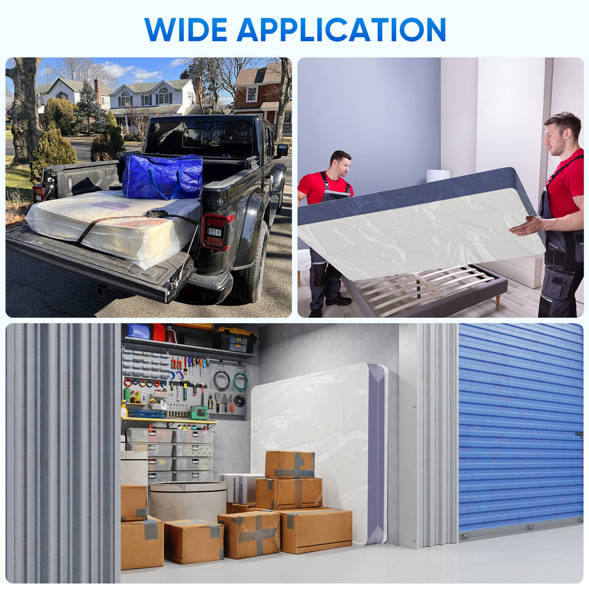 TICONN 2PK Plastic Mattress Bag for Moving Storage, Waterproof Mattress Protector Cover, Heavy-Duty Mattress Moving Supplies (1.5 mil, King) TICONN