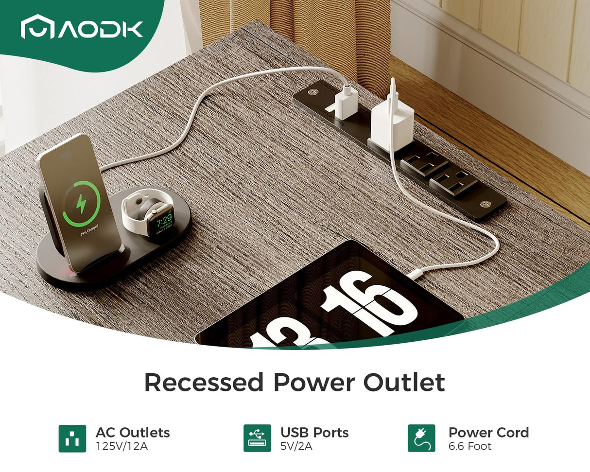 AODK 59" L Shaped Desk, 105" Computer Desk with File Cabinet & 4 Fabric Drawers, Home Office Desk with Monitor Shelf & Power Outlet, Two Person Desk or Corner Desk, Gaming Desk with LED Light, Grey AODK