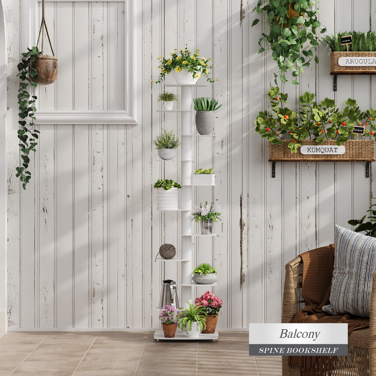 Suchtale Spine Bookshelf, Vertical Spine Book Tower, 11-Tier Metal Bookcase, Book Organizers, Book Shelves for Study, Display Book Shelf Storage Rack for Living Room, DIY Book Case for Decor, White Suchtale