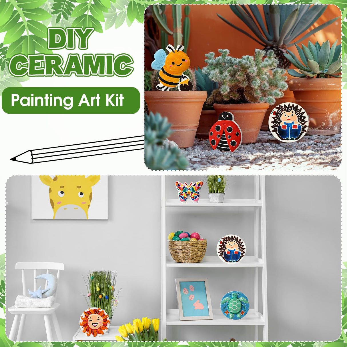 HyDren 8 Pcs Paint Your Own Plaster Stones, Summer Arts and Crafts Painting Kit Outdoor Garden Creative Project DIY Personalized Art Supplies Include Paint Palette Brush Xmas Birthday Gift(Animal) HyDren