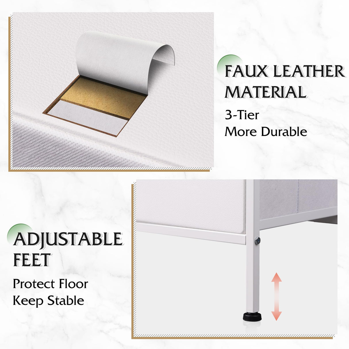 WLIVE Dresser for Bedroom with 5 Drawers, Wide Bedroom Dresser with Drawer Organizers, Chest of Drawers, Fabric Dresser for Living Room, Closet, Hallway, White WLIVE