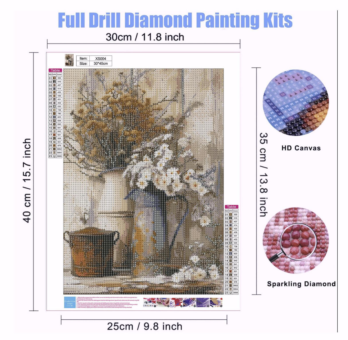 Dlylust Rustic Flower Diamond Art Painting Kits for Adults - Full Drill Diamond Dots Paintings for Beginners, Round 5D Paint with Diamonds Pictures Gem Art Painting Kits DIY Crafts Kits 12x16inch Dlylust