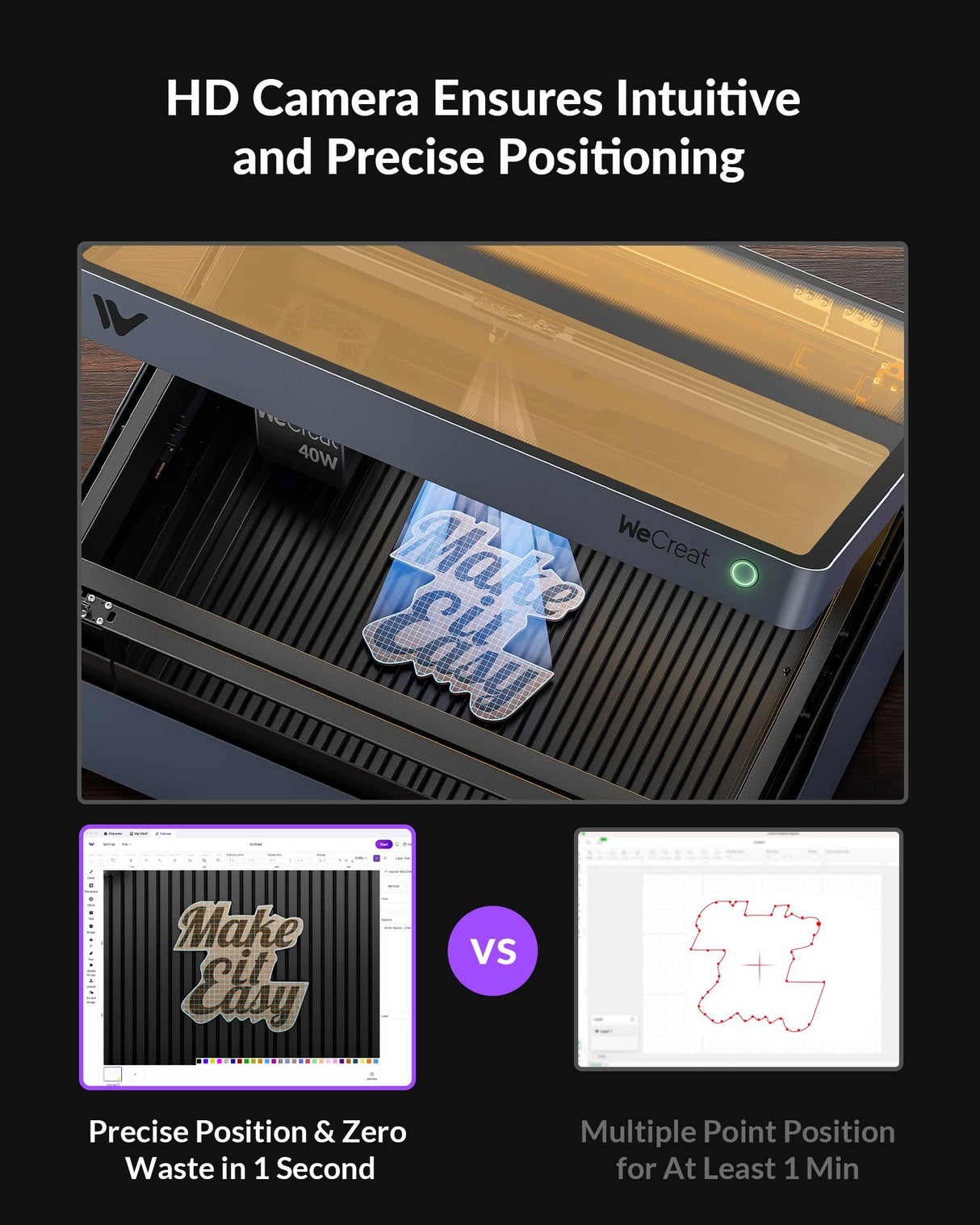 WECREAT Vision 40W Laser Engraver and Cutter Machine with Automatic Conveyor Feeder, Fume Extractor, 4-in-1 Rotary, Air Assist, Laser Bed for DIY Engraving and Cutting Acrylic Wood Metal Leather WECREAT