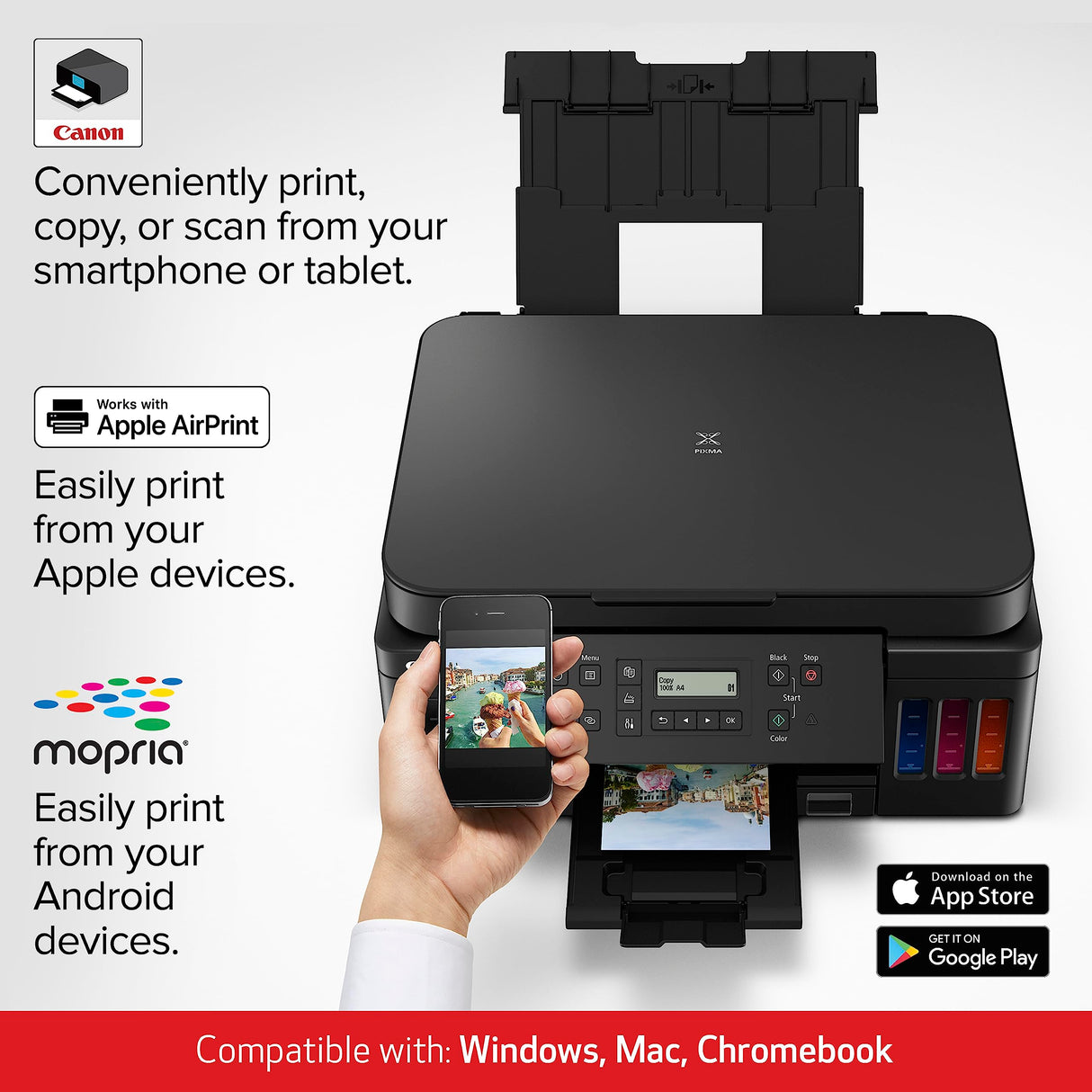 Canon PIXMA G6020 All-in-One Supertank Wireless (Megatank) Printer, Copier and Scan with Mobile Printing, Black, Works with Alexa Canon