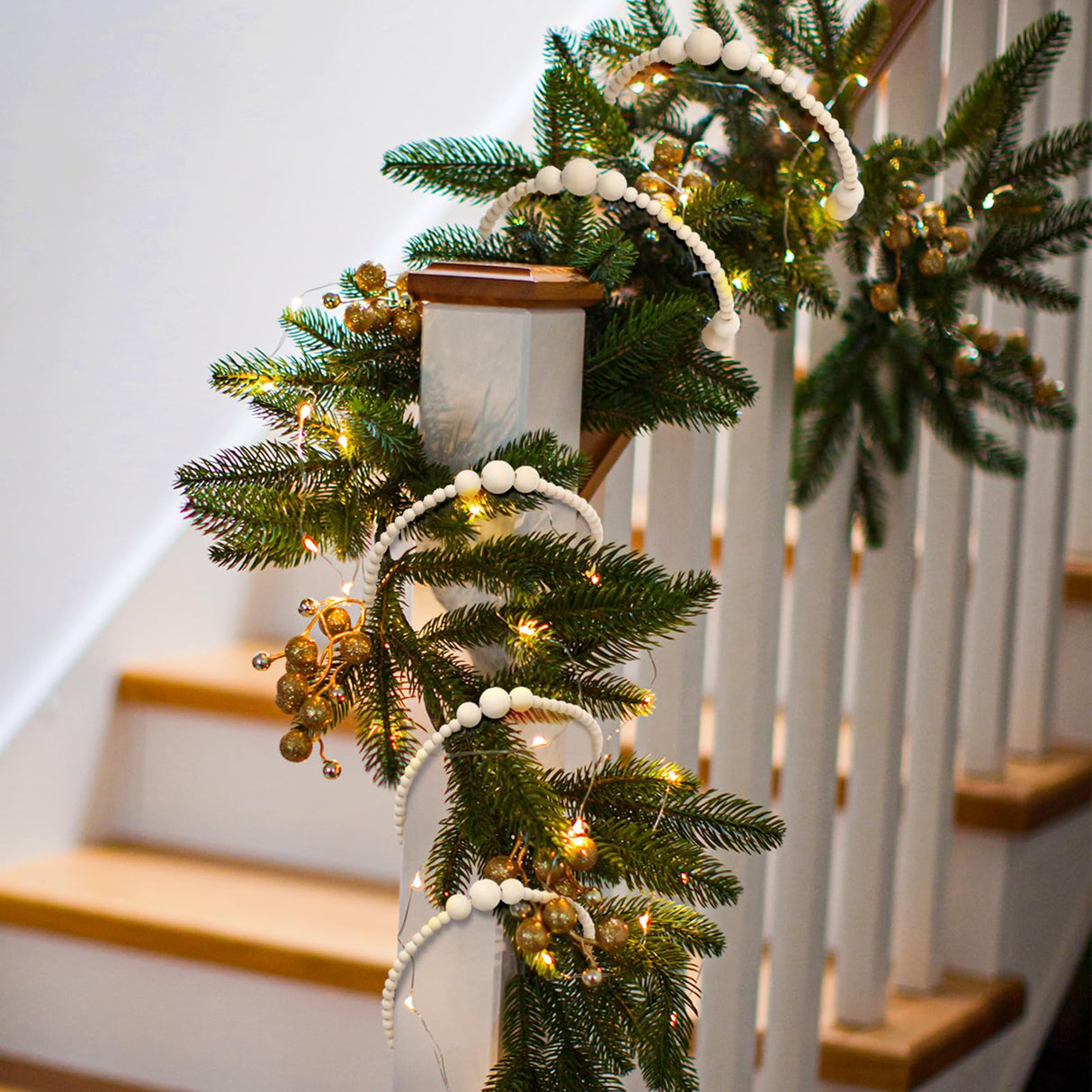 Ceenna 2 Pcs 18 ft Christmas Wood Bead Garland without Tassels 9ft Wooden Beads Garland Rustic Farmhouse Beads Boho Beaded Garland Decor Wooden Bead Garland Decor for Home Boho Decor (Wood) Ceenna