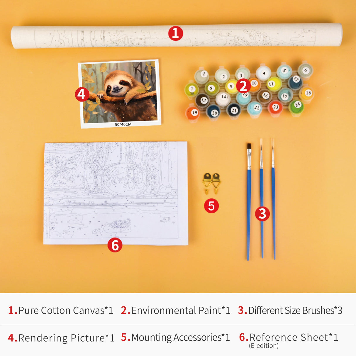 TUMOVO DIY Cute Sloth Paint by Numbers for Adults & Kids - Abstract Animal Wall Art - 16x20 inch Canvas TUMOVO