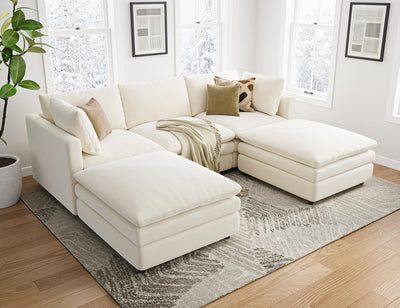 Sectional Couches for Living Room U Shaped Cloud Couch with Ottoman Deep Plush 5 Seats Sofa Modern Sofa for Apartment