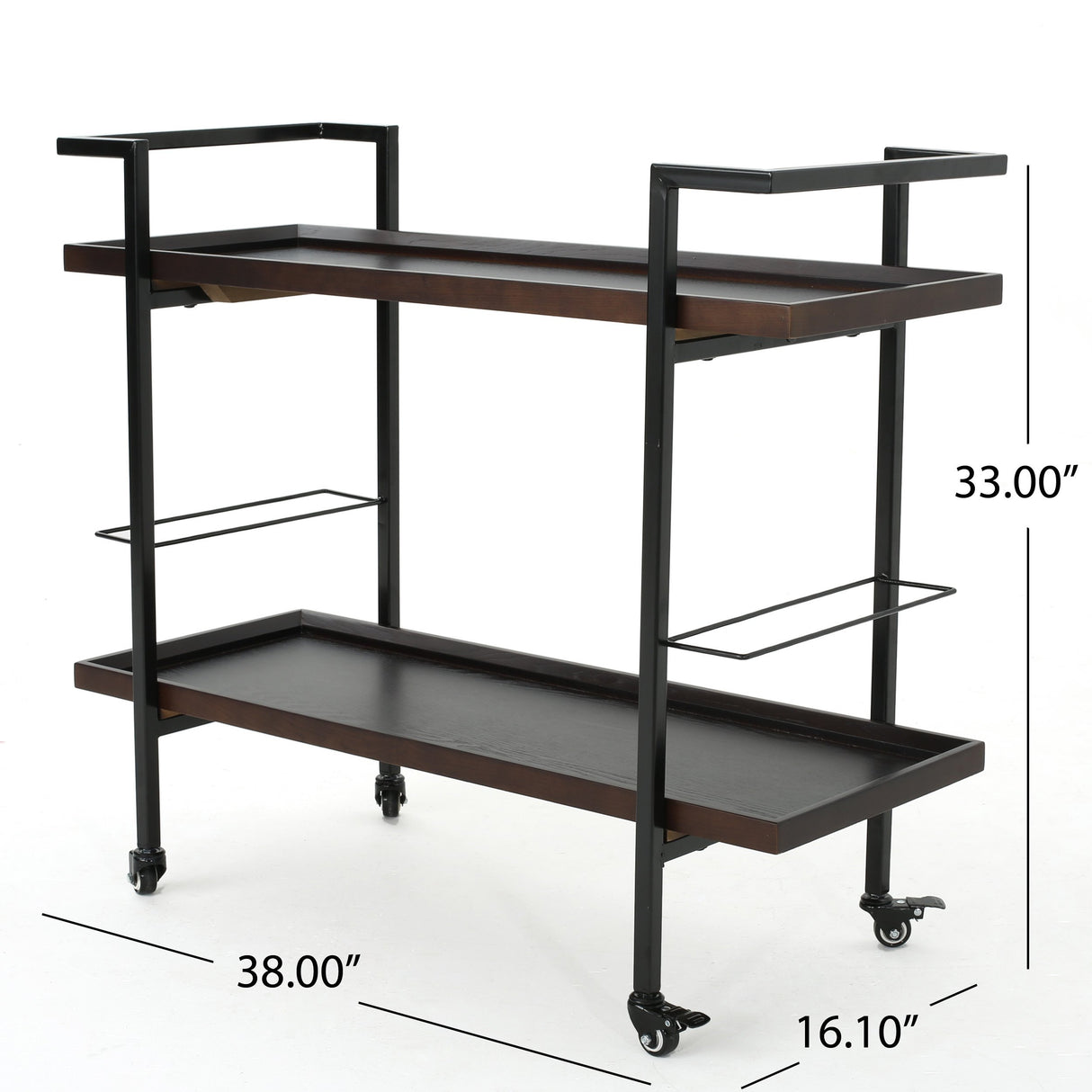 Christopher Knight Home Gerard Industrial Wooden Bar Cart, Dark Walnut Finish / Black Christopher Knight Home