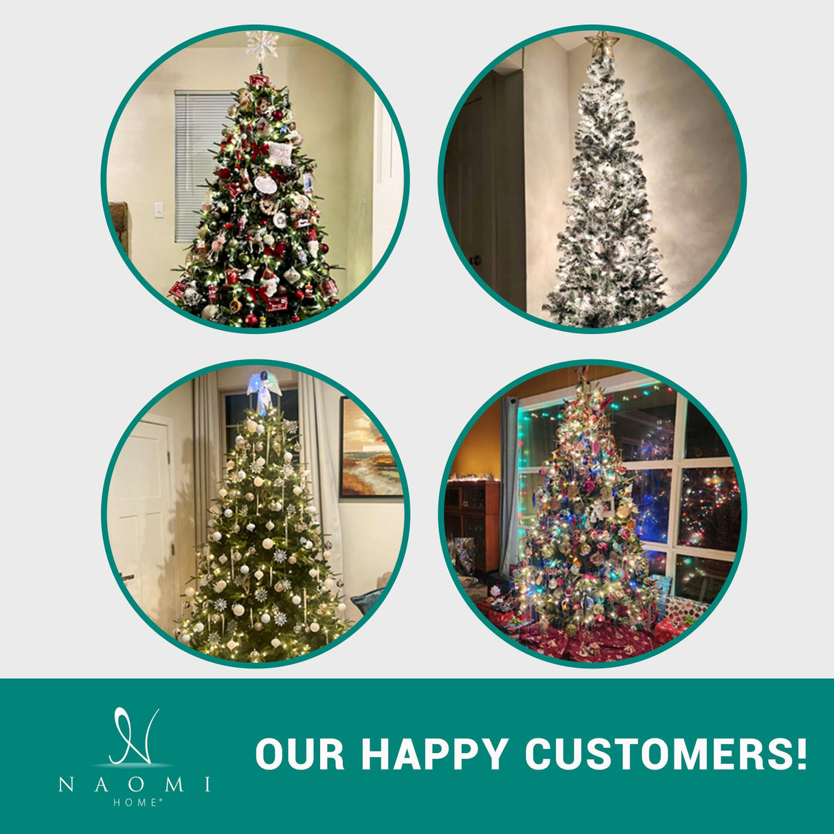 Vienna 9ft Prelit Slim Artificial Christmas Tree with 1455 Branch Tips, 500 Warm Lights and Metal Stand, 37" Wide Realistic Skinny Pencil Christmas Tree with Lights by Naomi Home Naomi Home