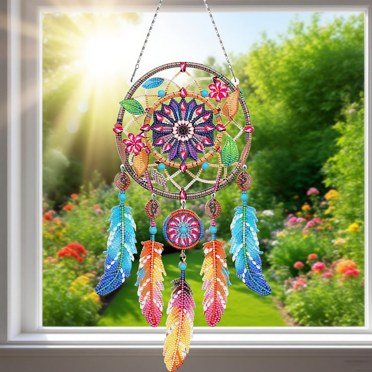 Sunovate DIY Dream Catchers Diamond Painting Kit - Handmade Craft for Boho Decor, Symbol of Good Dreams & Positive Energy, All-Inclusive Crafts for Adults (Vibrant) Sunovate