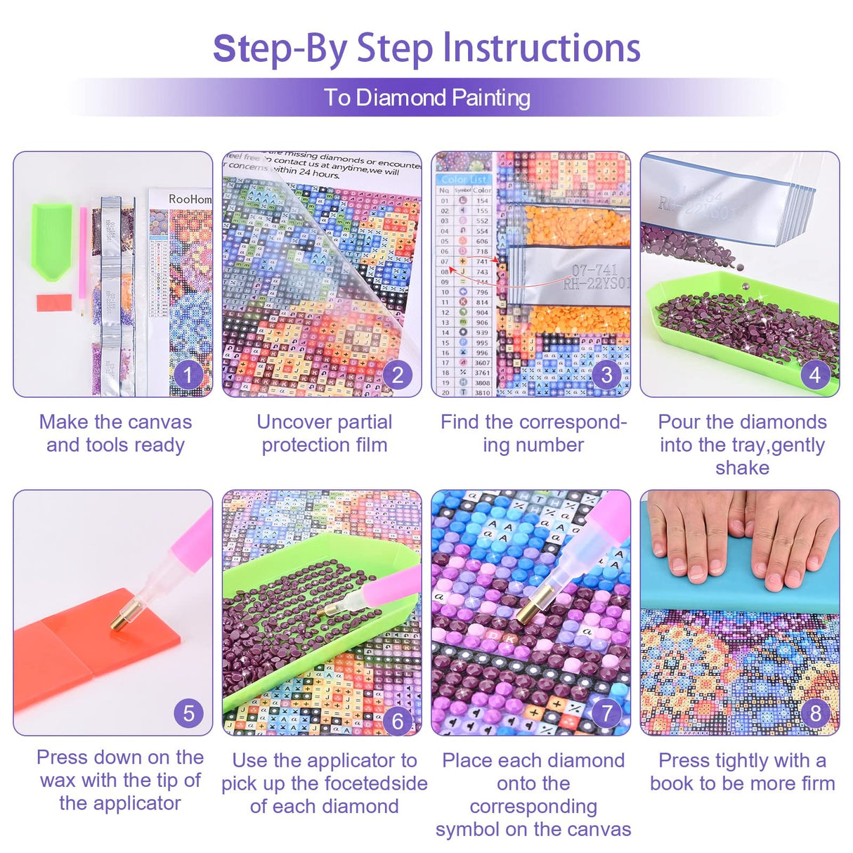 Colourful Artistry DIY 5D Diamond Painting by Number Kits -Mandala Stones Diamond Crystal Gem Art Painting with Full Drill Round Diamond - Perfect for Home Wall Decor Birthday Gifts for Women ROOHOME