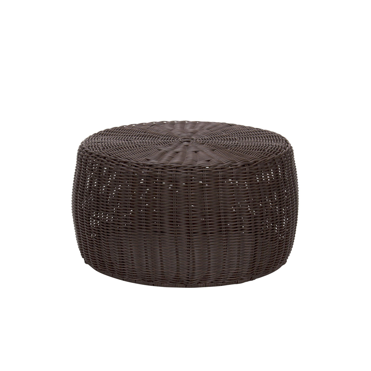 Household Essentials Handwoven Resin Storage Stool Ottoman, 16" Dia. x 9" H, Brown Household Essentials