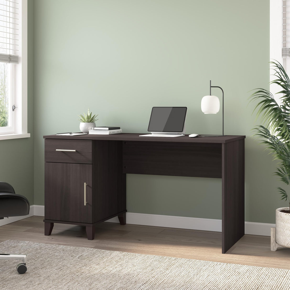 Bush Furniture Somerset 54W Office Desk with Drawer and Storage Cabinet in Storm Gray | Computer Table for Home Office Workspace Bush Business Furniture
