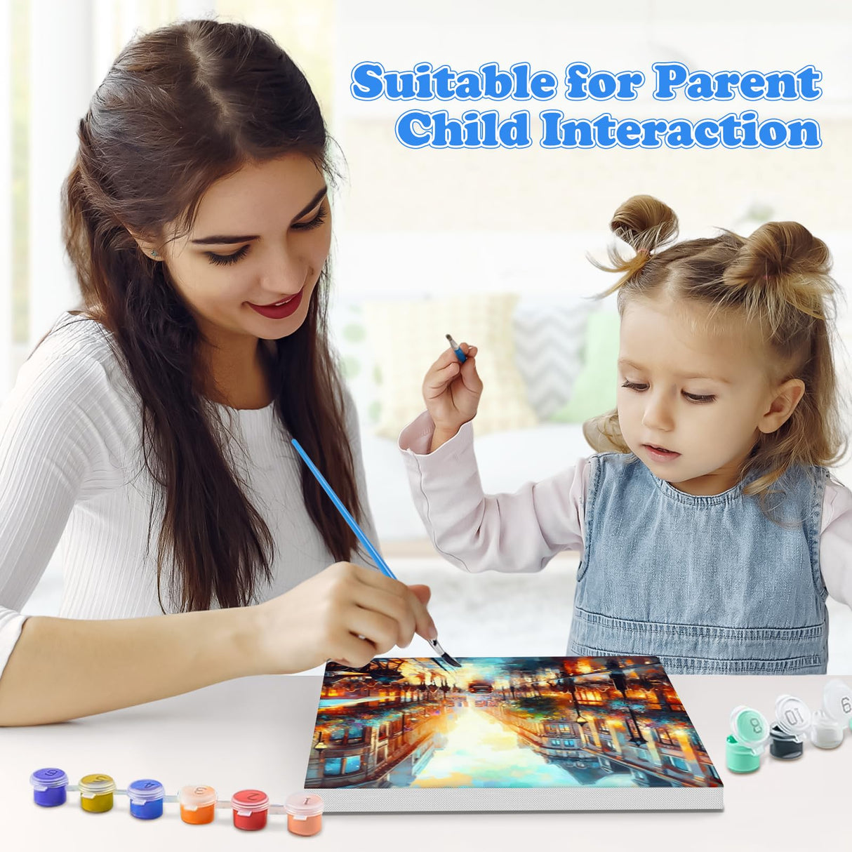 GHHKUD 4 Pack Cityscape Paint by Numbers with Frame for Adults Kids, Paint by Numbers Night Street for Kids Ages 8-12, DIY Acrylic Paint Children Beginner Gifts Home Wall Decor 20x20cm GHHKUD