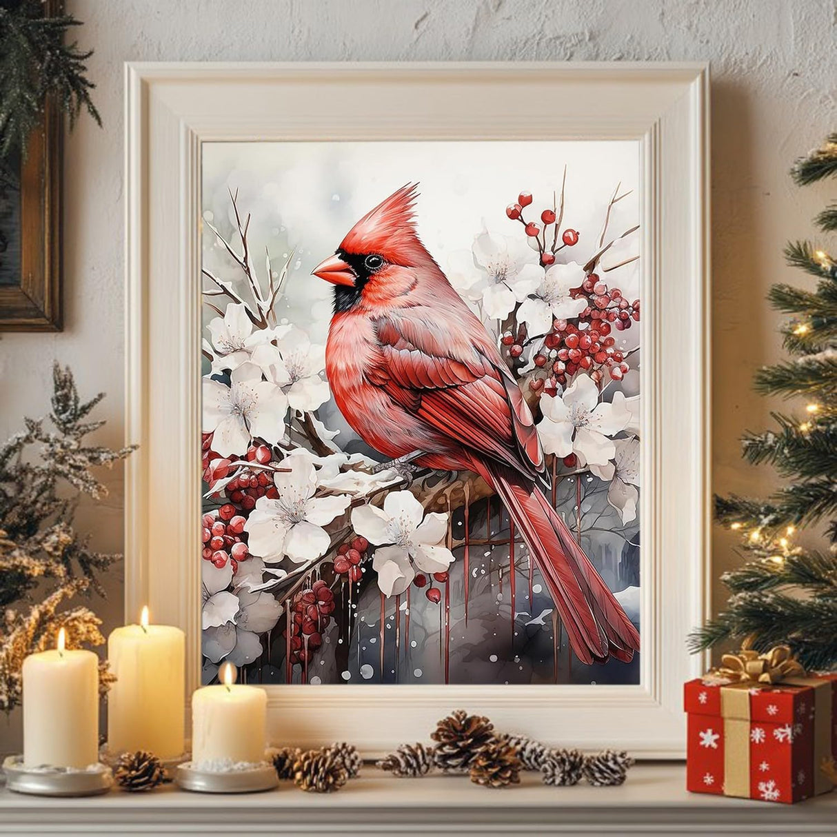 Reivworl Cardinal Paint by Numbers Kit for Adults, Cardinal Paint by Number Kits on Canvas, Acrylic Painting by Numbers for Gifts and Home Decor 16x20 Inch Reivworl