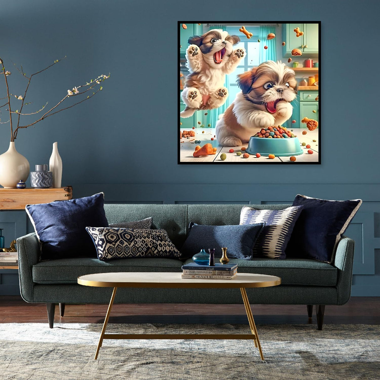 Canrichshop Little Puppies Diamond Art Painting Kits for Adults,Diamond Painting Kits for Beginners,Cute Animals 5D Round Full Drill Gem Art for Home Wall Decor 12X16 inch Canrichshop