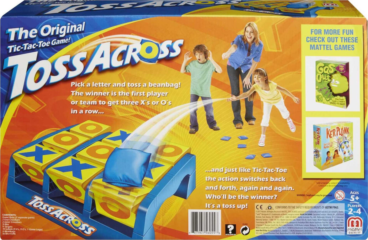 Mattel Games Toss Across Kids Outdoor Game, Bean Bag Throw for Camping & Family Nights, Get 3-in-a-Row for 2 to 4 Players Mattel Games