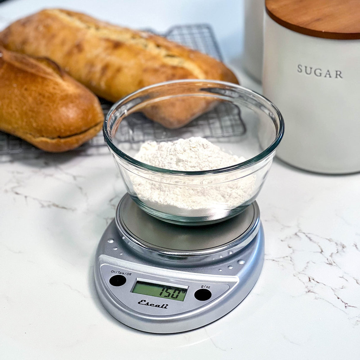 Escali Primo Digital Food Scale Multi-Functional Kitchen Scale and Baking Scale for Precise Weight Measuring and Portion Control, 8.5 x 6 x 1.5 inches, Chrome Escali