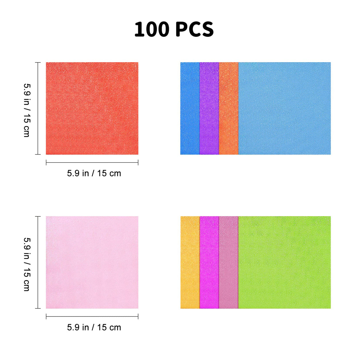 50pcs Iridescent Paper Square Shiny Folding Paper DIY Handcraft Paper Origami Paper,Colorful Paper for Paper Crane Paper Cuts (15cm, 10 Colors) Healifty