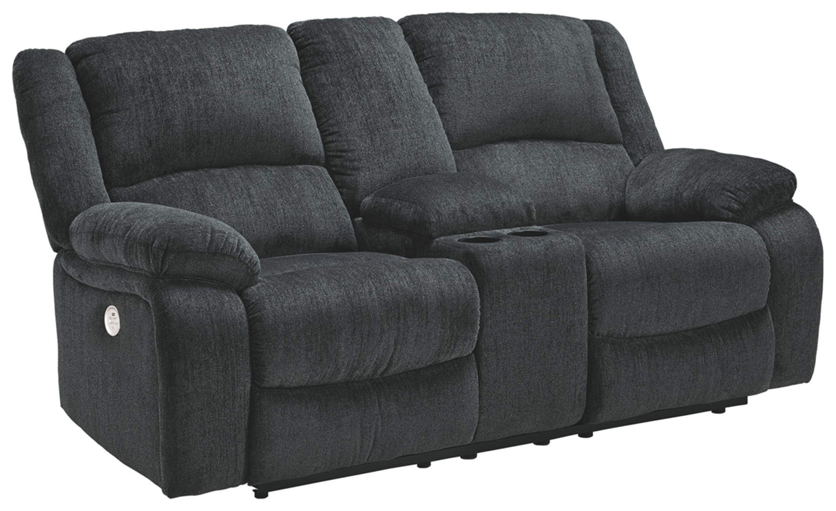 Signature Design by Ashley Draycoll Power Double Reclining Loveseat with Storage Console & USB Plug, Dark Gray Signature Design by Ashley