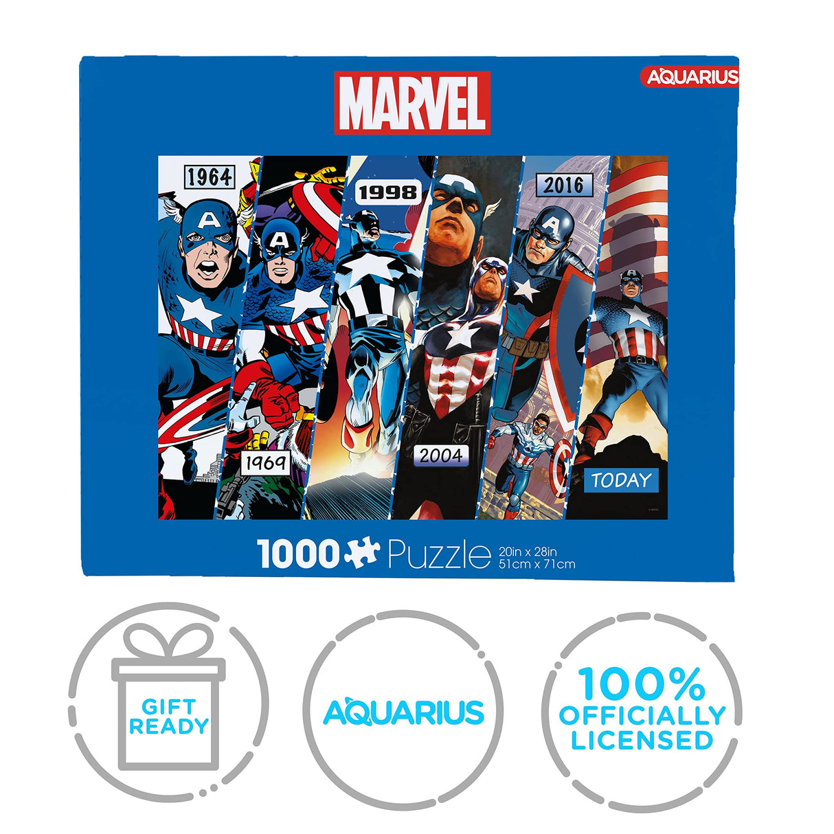 AQUARIUS Marvel Captain America (1000 Piece Jigsaw Puzzle) - Glare Free - Precision Fit - Officially Licensed Marvel Merchandise & Collectibles - 20 x 28 Inches AQUARIUS