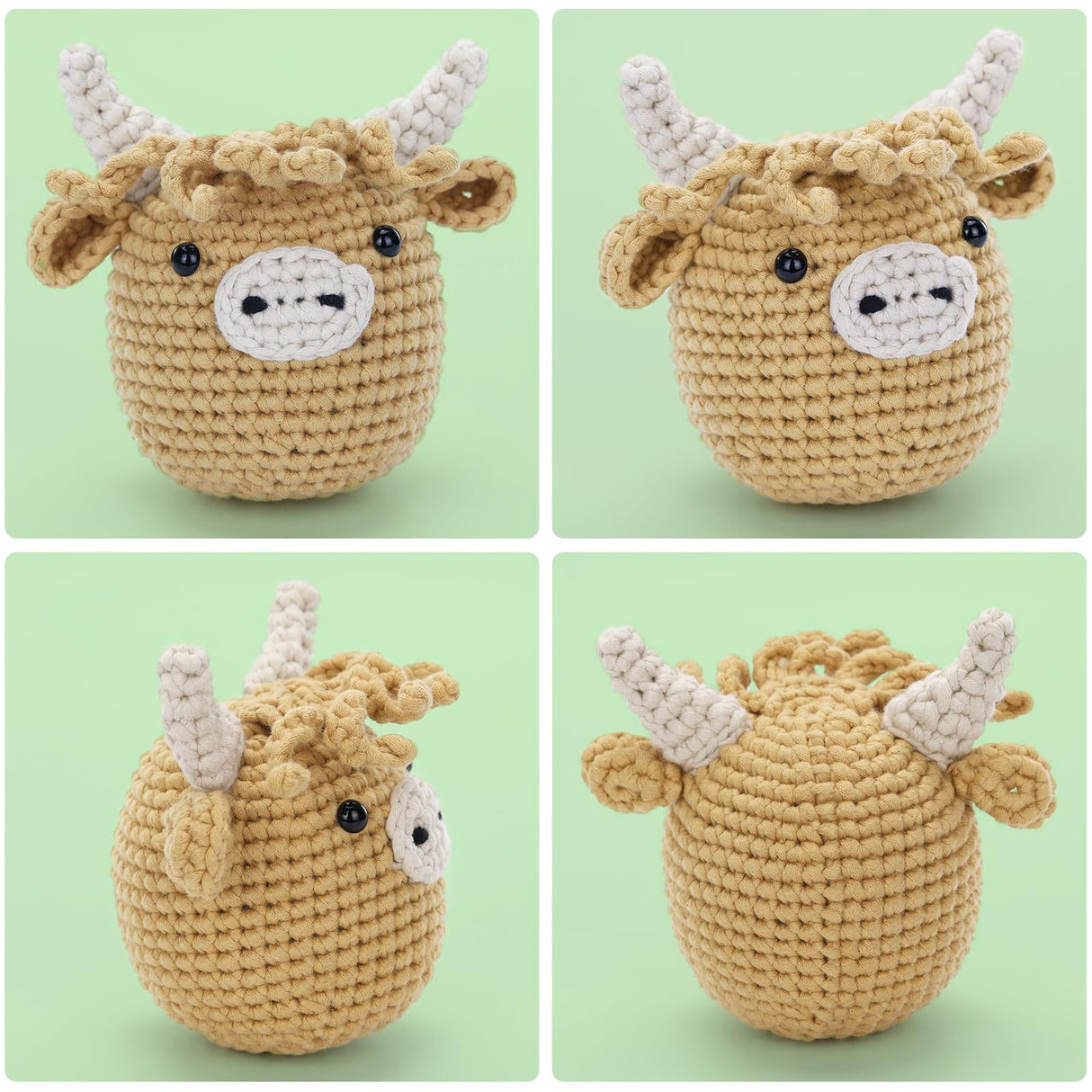 Crochet Kit for Beginners: Highland Cow Crochet Kit, Learn to Crochet, Include Easy Knitting Soft Yarn, Step-by-Step Video Tutorial, Hook, Holiday Birthday Gift for Adults and Kids(30%+ Yarn) CrochetBox