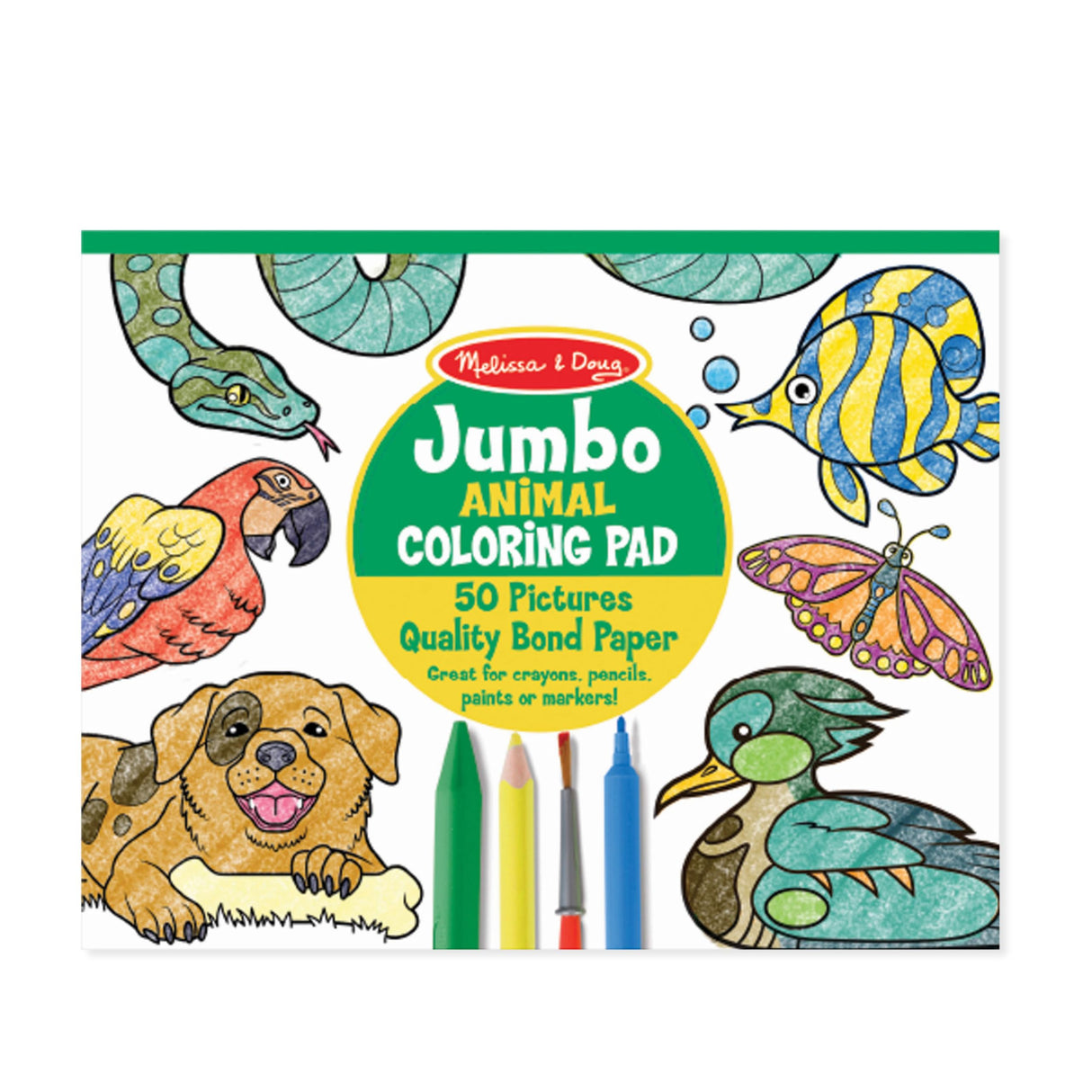 Melissa & Doug Jumbo Coloring Pad (11 x 14 inches) - Animals, 50 Pictures - Animal Coloring Book, Art Paper For Kids Painting And Drawing Melissa & Doug
