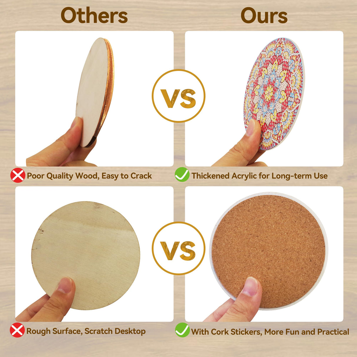 Vcekract Diamond Painting Coasters, 6 Pcs Mandala Diamond Art Coasters with Holder, Crafts Kits for DIY Coasters, Adult Crafts Projects Kits Women Vcekract