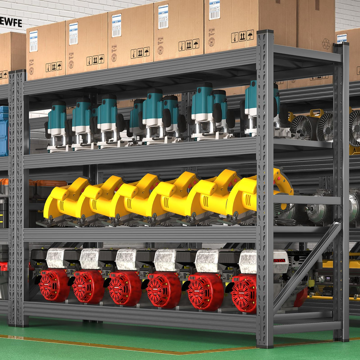 Jrswin 6400LBS Garage Shelving Heavy Duty, 59'' W 4-Tier Adjustable Metal Storage Rack Shelving, Black Industrial Utility Shelf for Garage, Basement, Pantry, Warehouse, 59'' W x 59''H x 24'' D Jrswin