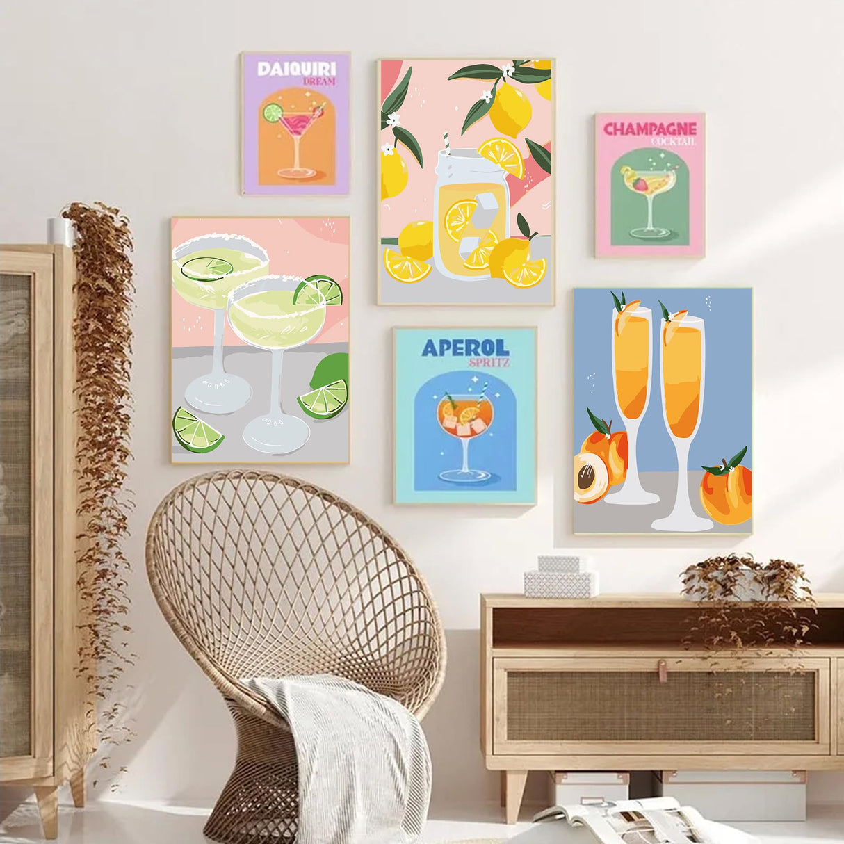 F.NIMAGOP 6 Pack Paint by Numbers Kit for Adults Beginners,DIY Acrylic Paint by Number Kits On Canvas Without Frame,Cocktail Adult Paint by Number for Home Wall Decor 7.8x11.8inch F.NIMAGOP