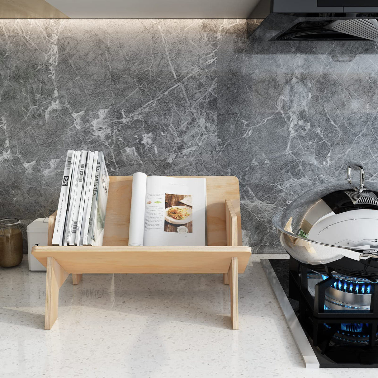 Burlywood Desktop Bookshelf - Stylish Wooden Book Rack for Organising Magazines, Books, and CDs RekRang