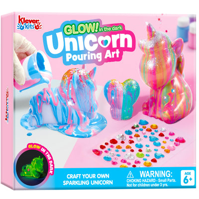 Klever Kits Glow in The Dark Unicorn Pouring Kit- Art and Crafts for Kids Aged 6+ Art Supply Toy, Kids Painting Kit, Unicorn Toy Birthday Gifts for Girls
