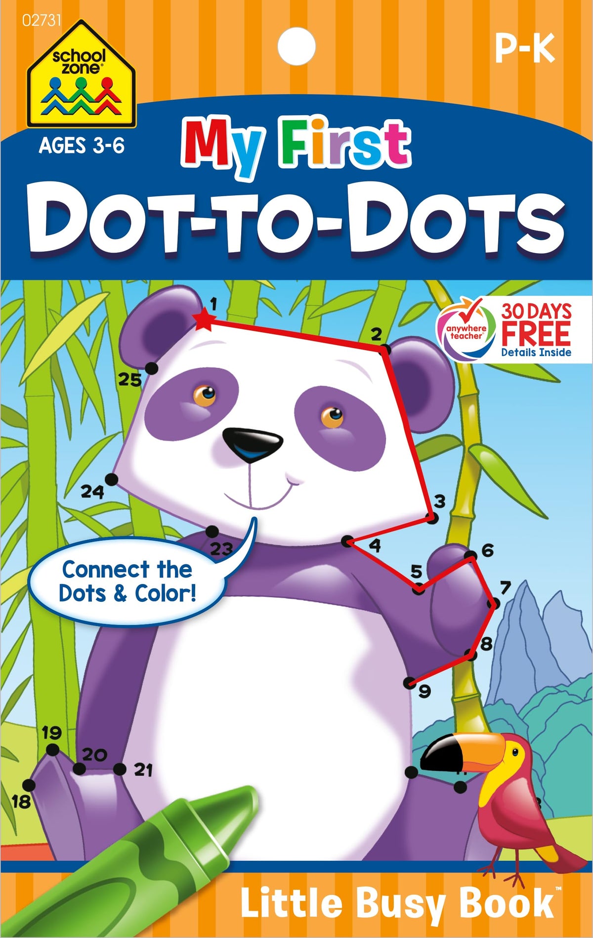 School Zone My First Dot-to-Dots Workbook: 48 Pages, Pre-K, Preschool, Kindergarten, Activity Pad, Connect the Dots, Numbers 1-25, Coloring, Ages 3 to 6 (Little Busy Book Series) School Zone