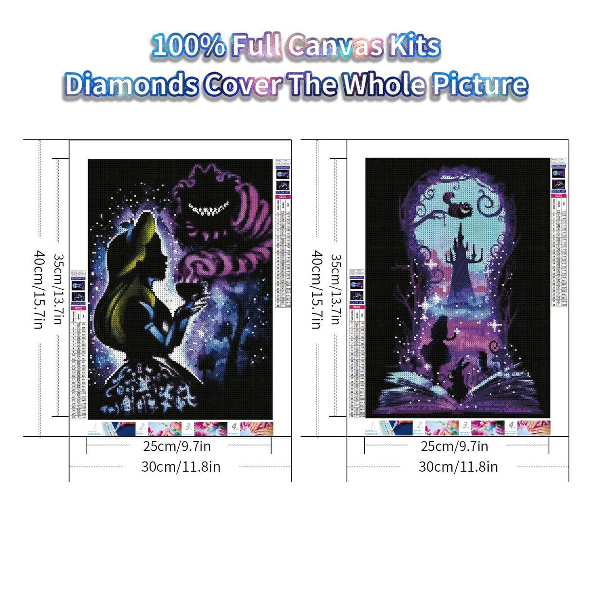 JYLMOOD 2 Packs Cartoon Diamond Painting Kits for Adults 5D Diamond Art Kits for Kids Beginner,DIY Full Drill Diamond Rhinestone with Tools Accessories for Home Wall Decor Christmas 12x16inch JYLMOOD