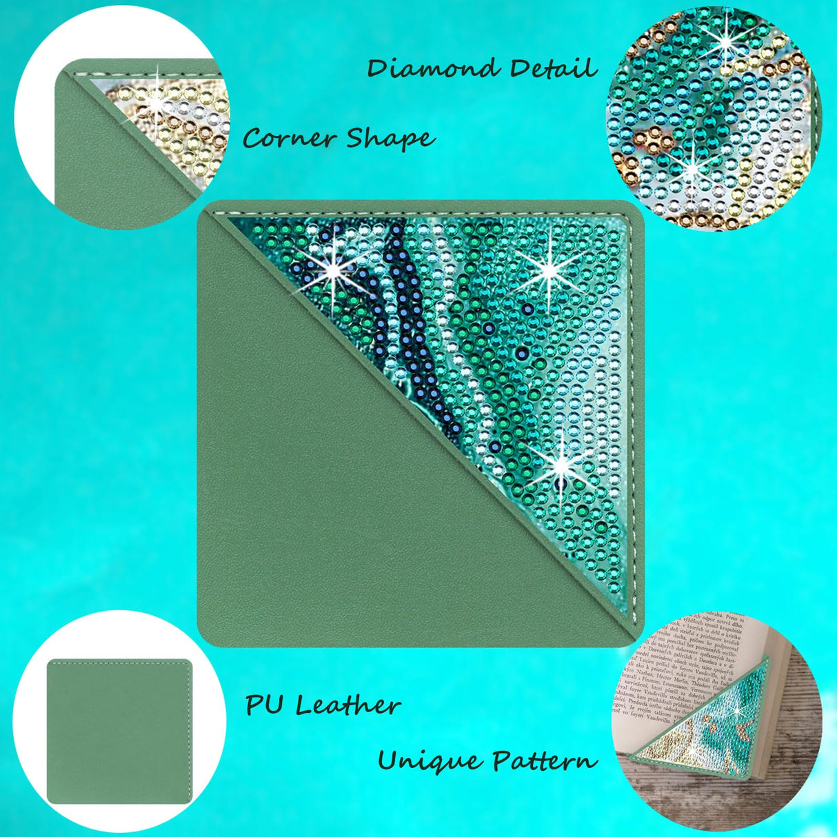 HTTDMY Diamond Art Painting Bookmarks,8Pcs DIY Cute Diamond Art Kits for Adults, Corner Bookmarks Small Crafts Kit for Women Book Lovers (Ocean) HTTDMY