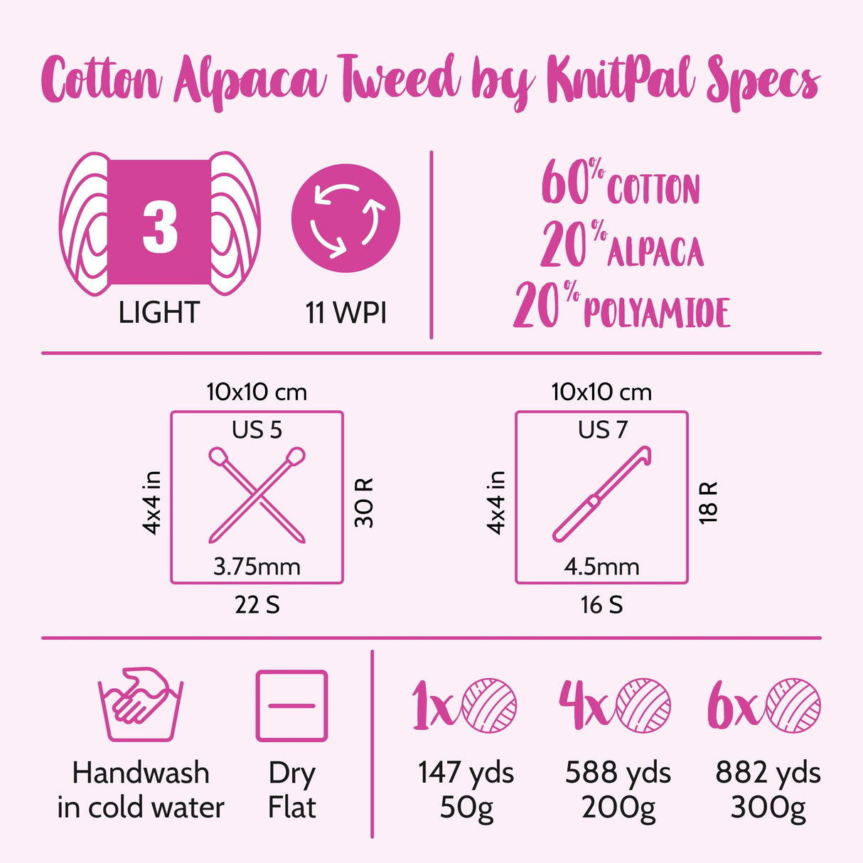 Cotton Alpaca Tweed Alpaca Yarn for Crocheting, 4 Skeins, 588Yds/200G, Free Patterns - Tweed Yarn for Knitting - 3 DK Light Worsted Weight - White Autumn KnitPal