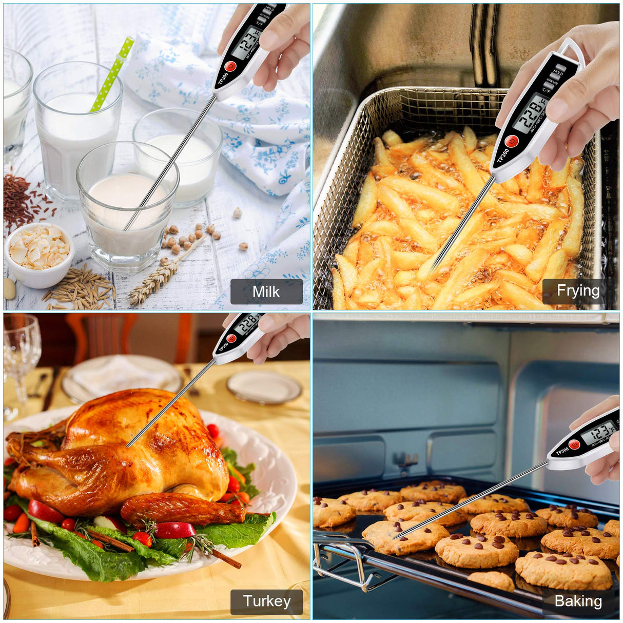 Meat Food Thermometer, Digital Candy Cooking Thermometer, Kitchen Cooking Thermometer Instant Read for BBQ Grill, Oil, Milk, Bath Water, Deep Fry, Candle Temperature AimmiNate